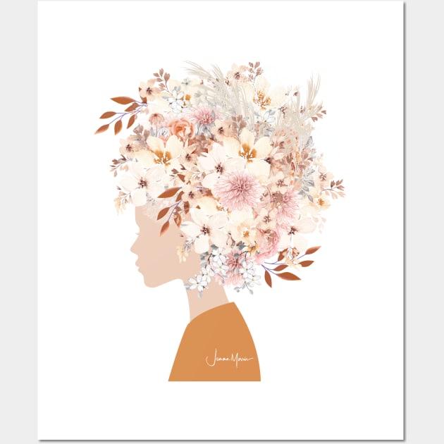 Woman in Fashion Flower Headdress Wall Art by LouLou Art Studio